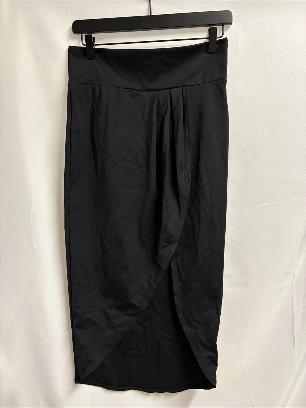 TA3 Sarong Skirty Faux Wrap Midi Skirt Black Size Medium